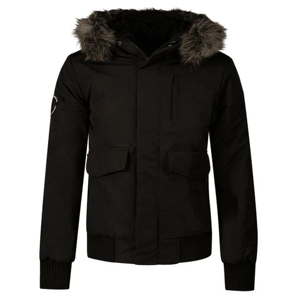 Kurtka Superdry Everest. Czarne kurtki Superdry, na zimę, s, z aplikacjami, z elastanu, bez kaptura. Za 803.90 zł.
