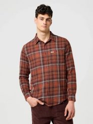 MESKA KOSZULA WRANGLER 1 PKT FLANNEL SHIRT FIRED BRICK 112371430. Koszule Wrangler, s, bez wzorów, bez kołnierzyka, bez ramiączek. Za 139.99 zł.
