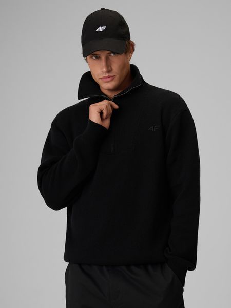 4F Sweter regular z wełną męski - czarny S. Czarne golfy 4F, l, bez wzorów, z jeansu, bez ramiączek. Za 269.99 zł.