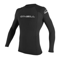 Koszulka ONEILL BASIC SKINS L/S RASH GUARD. Czarne bluzki z długim rękawem O'Neill, l, bez wzorów, z lycry, bez kołnierzyka, bez ramiączek. Za 145.70 zł.