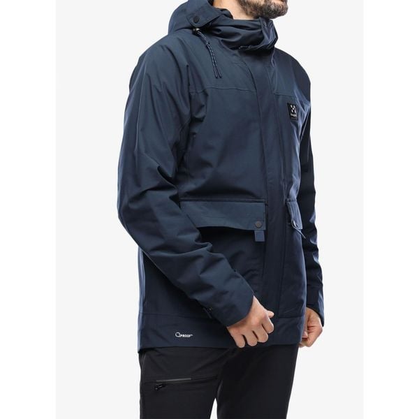 Kurtka ocieplana męska Haglofs Orsa Jacket. Niebieskie kurtki Haglöfs, m, bez wzorów, bez kaptura. W wyprzedaży za 862.85 zł.