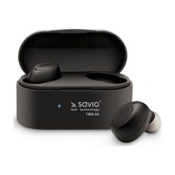 Savio TWS-04 Słuchawki True Wireless. Czarne słuchawki bezprzewodowe Savio. Za 89.99 zł.