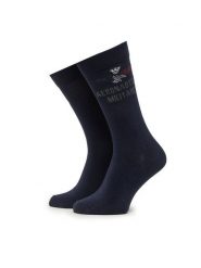 Aeronautica Militare Skarpety Wysokie Męskie 251CZ010L499 Granatowy. Niebieskie skarpety Aeronautica Militare, bez wzorów, z bawełny. Za 79.99 zł.