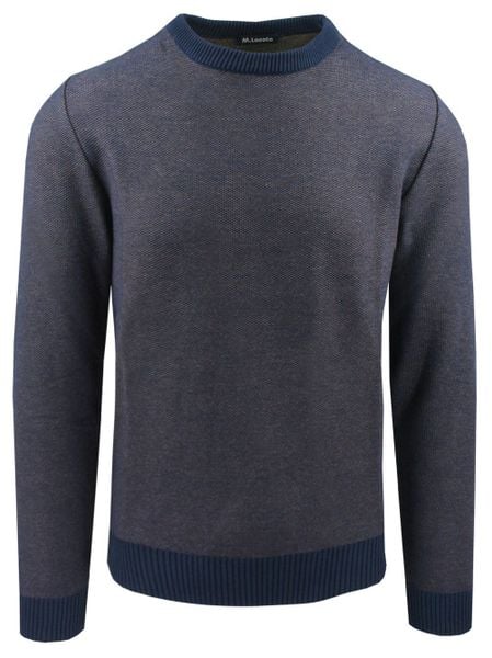 Sweter dla Mężczyzny - Lasota - U-Neck, Melanżowy Splot. Niebieskie swetry rozpinane Lasota, na jesień, l, bez wzorów, z bawełny, bez kołnierzyka, bez ramiączek. Za 199.00 zł.