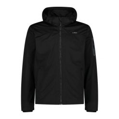 Kurtka turystyczna z kapturem i suwakiem CMP. Czarne kurtki CMP, bez wzorów, z softshellu, z kapturem. Za 371.50 zł.