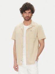 Tommy Jeans Koszula DM0DM20895 Beżowy Regular Fit. Brązowe koszule Tommy Jeans, m, bez wzorów, z bawełny, bez kołnierzyka, bez ramiączek. Za 259.99 zł.