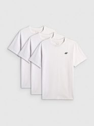 4F T-shirt regular gładki męski (3-pack) - biały L. Białe t-shirty 4F, l, bez wzorów, z bawełny, bez kołnierzyka, bez ramiączek. Za 129.99 zł.