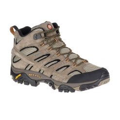 Buty turystyczne męskie Merrell Moab 2 LTR Mid GTX. Brązowe buty trekkingowe Merrell, bez wzorów, bez zapięcia. Za 377.73 zł.