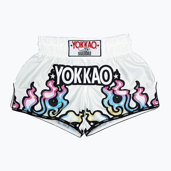 Spodenki treningowe męskie YOKKAO Flames CarbonFit. Białe krótkie spodenki sportowe YOKKAO, m, bez wzorów, z materiału. Za 299.99 zł.