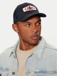 Guess Jeans Czapka z daszkiem M5RZ17 WF8V1 Granatowy. Niebieskie czapki z daszkiem Guess Jeans, z aplikacjami, z bawełny. Za 119.99 zł.