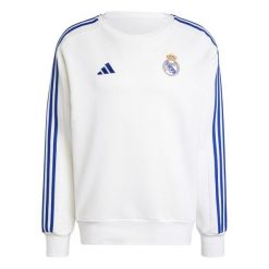 Bluza Real Madrid DNA 2024/25. Białe bluzy Adidas, bez wzorów, z dresówki, bez kaptura. Za 270.15 zł.