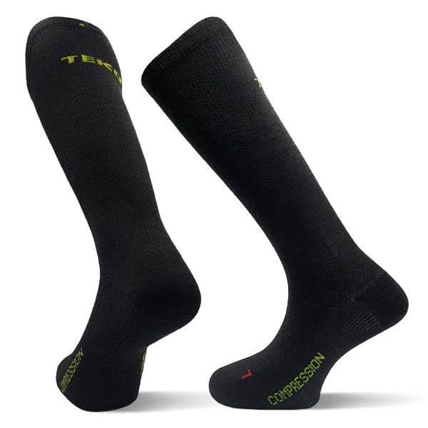 Skarpety narciarskie kompresyjne z wełny Merino Teko ecoSKI PRO Compression. Czarne skarpety TEKO, bez wzorów, z wełny. Za 67.00 zł.