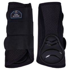 Zamknięte przednie getry dla koni QHP Air Mesh. Czarne legginsy długie sportowe QHP, m, bez wzorów, z meshu, do jazdy konnej. Za 230.00 zł.