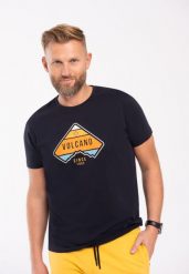 T-shirt z printem, Comfort Fit, T-VOLCANO. Niebieskie t-shirty Volcano, m, bez wzorów, z bawełny, bez kołnierzyka, bez ramiączek. Za 69.99 zł.