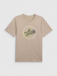 4F T-shirt regular z nadrukiem męski - beżowy XXL. Brązowe t-shirty 4F, m, bez wzorów, z bawełny, bez kołnierzyka, bez ramiączek. Za 69.99 zł.