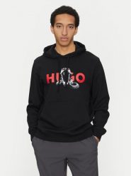 HUGO Bluza Dueleyo 50530580 Czarny Regular Fit. Czarne bluzy Hugo, m, bez wzorów, z bawełny, bez kaptura. Za 329.99 zł.