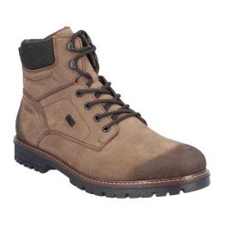 Męskie Skórzane Buty Turystyczne. Brązowe buty turystyczne Rieker, bez wzorów, z materiału, bez zapięcia. Za 569.99 zł.