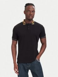 Versace Jeans Couture Polo 80GAGT12 CJ01T Czarny Slim Fit. Czarne koszulki polo Versace Jeans Couture, l, bez wzorów, z bawełny, bez kołnierzyka, bez ramiączek. Za 614.99 zł.