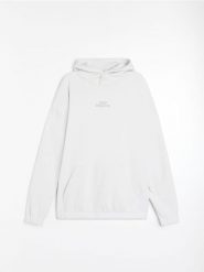 Bluza hoodie z napisem Stay Positive - kremowy. Białe bluzy bez kaptura Sinsay, l, bez wzorów, bez kaptura. Za 49.99 zł.