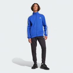 Dres Basic 3-Stripes Fleece. Niebieskie komplety dresowe Adidas, xl, bez wzorów, z dresówki, bez ramiączek. W wyprzedaży za 319.20 zł.