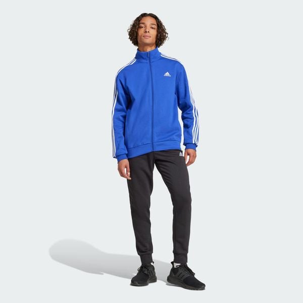 Dres Basic 3-Stripes Fleece. Niebieskie komplety dresowe Adidas, m, bez wzorów, z dresówki, bez ramiączek. W wyprzedaży za 319.20 zł.
