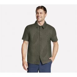 Męska koszula z krótkim rękawem Skechers. Zielone koszule Skechers, m, bez wzorów, bez kołnierzyka, bez ramiączek. Za 175.99 zł.