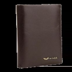 WINGS Męski portfel ze skóry koziej Brown. Brązowe portfele Wings, bez wzorów, z materiału. Za 89.90 zł.