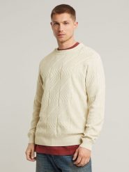 G-Star Sweter w kolorze kremowym rozmiar: L. Brązowe swetry nierozpinane G-Star, l, bez wzorów, z bawełny, bez kołnierzyka, bez ramiączek. Za 207.88 zł.
