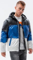 Ombre Kurtka męska zimowa C459 - grafitowa XXL. Szare kurtki Ombre, na zimę, m, bez wzorów, bez kaptura. Za 139.99 zł.