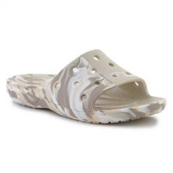 Klapki unisex Crocs Classic Marbled Slide. Brązowe klapki Crocs, z materiału. Za 221.00 zł.
