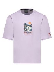 Geographical Norway Koszulka "Jembark" w kolorze fioletowym rozmiar: M. Różowe bezrękawniki Geographical Norway, m, bez wzorów, z bawełny, bez kołnierzyka, bez ramiączek. Za 59.95 zł.