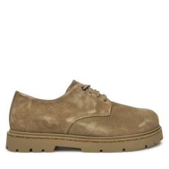 Półbuty Birkenstock. Brązowe eleganckie półbuty Birkenstock, bez wzorów, bez obcasa, bez zapięcia. Za 729.99 zł.