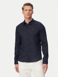 Aeronautica Militare Koszula 261CA1321UCT03089 Granatowy Regular Fit. Niebieskie koszule Aeronautica Militare, l, bez wzorów, ze lnu, bez kołnierzyka, bez ramiączek. Za 569.99 zł.