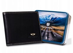 Portfel czarny Peterson [DH] PTN WL-0305-COM. Czarne portfele Peterson, bez wzorów, ze skóry. Za 90.00 zł.