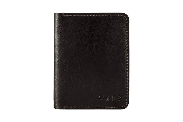 Cienki skórzany portfel męski Solier SW10 ciemny brązowy. Brązowe portfele bez wzorów, z materiału. Za 78.99 zł.