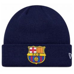 FC Barcelona x New Era czapka zimowa junior granatowa. Niebieskie czapki zimowe FC Barcelona, bez wzorów. Za 129.00 zł.