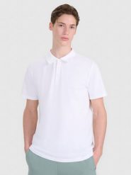 4F Koszulka polo regular męska - biała L. Białe koszulki polo 4F, l, bez wzorów, z bawełny, bez kołnierzyka, bez ramiączek. Za 99.99 zł.