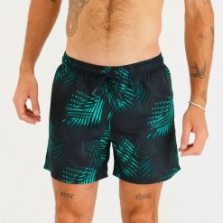 Spodenki surfingowe męskie Olaian 100 Palm 15". Niebieskie odzież kąpielowa OLAIAN, m, bez wzorów, z materiału, sportowe. Za 49.99 zł.