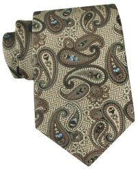Jasnobrązowy Krawat ze Wzorem Paisley - Chattier. Krawaty i muchy Chattier, bez wzorów, z tkaniny. Za 55.00 zł.