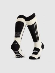 4F Skarpety narciarskie z wełną merino uniseks - białe 39-42. Białe skarpety 4F, bez wzorów, prążkowane. Za 99.99 zł.