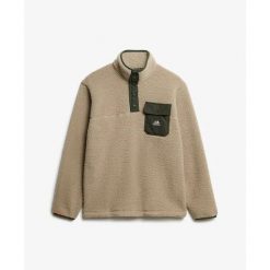 Polar z kołnierzem na napy Superdry Fuji. Brązowe bluzy z polaru Superdry, m, bez wzorów, z polaru, bez kołnierzyka, bez ramiączek. Za 389.65 zł.