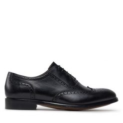 Półbuty Lord Premium. Czarne eleganckie półbuty Lord Premium, bez wzorów, bez obcasa, bez zapięcia. Za 549.99 zł.