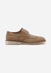 Brązowe Sznurowane Półbuty Loafersy z Ozdobnymi Przeszyciami i Skórzaną Wkładką Mimele. Brązowe eleganckie półbuty Born2be, bez wzorów, z jeansu, bez obcasa, na obcasie, bez zapięcia. W wyprzedaży za 144.49 zł.