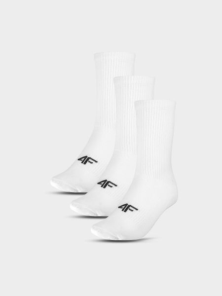 4F Skarpety casual za kostkę (3-pack) męskie - białe 39-42. Białe skarpety 4F, bez wzorów, z bawełny. Za 54.99 zł.