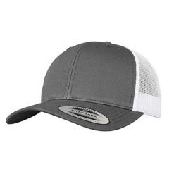 Dwukolorowa Czapka Trucker Retro. Białe czapki z daszkiem FLEXFIT, bez wzorów, z bawełny. Za 59.99 zł.