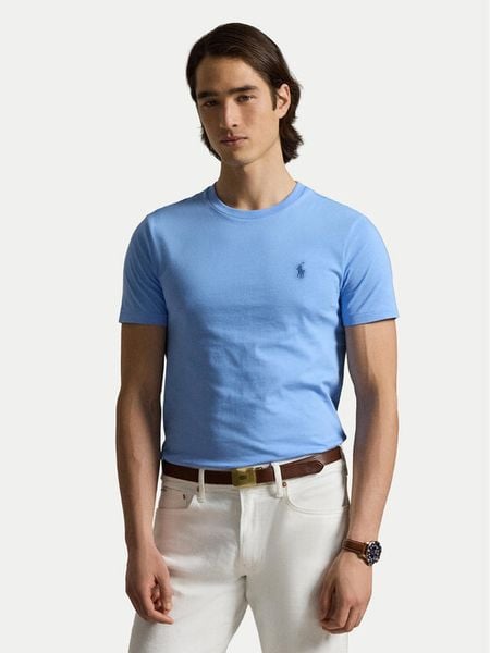 Polo Ralph Lauren T-Shirt 710671438526 Niebieski Custom Slim Fit. Niebieskie koszulki polo Polo Ralph Lauren, l, bez wzorów, z bawełny, bez kołnierzyka, bez ramiączek. Za 261.99 zł.