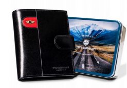 Portfel skórzany Peterson [D] PTN 22311L-VT-E czarny. Czarne portfele Peterson, bez wzorów, ze skóry. Za 109.99 zł.