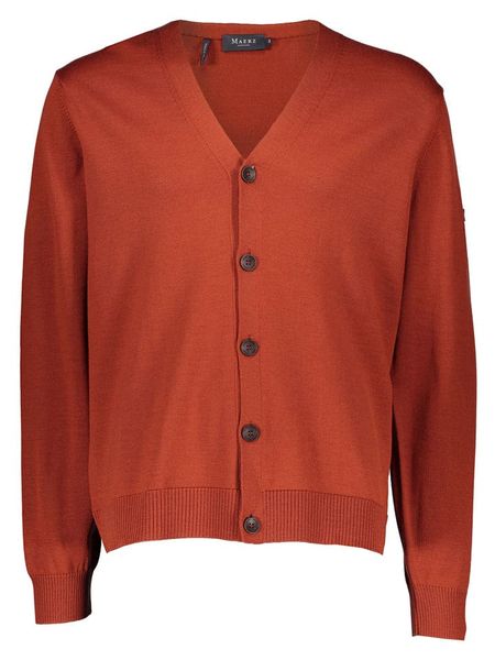 Maerz Muenchen Wełniany kardigan w kolorze czerwonobrązowym rozmiar: 58. Brązowe swetry rozpinane Maerz Muenchen, bez wzorów, z wełny, bez kołnierzyka, bez ramiączek. Za 347.99 zł.