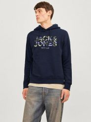 Jack & Jones Bluza "James" w kolorze granatowym rozmiar: L. Niebieskie bluzy Jack & Jones, l, bez wzorów, z kapturem. Za 84.01 zł.