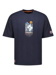 Geographical Norway Koszulka "Jembark" w kolorze granatowym rozmiar: S. Niebieskie bezrękawniki Geographical Norway, s, bez wzorów, z bawełny, bez kołnierzyka, bez ramiączek. Za 59.95 zł.